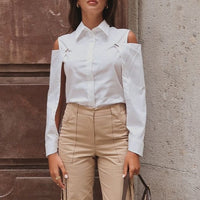 Cotton Detachable Long-sleeve Shirt With A Turn-down Collar