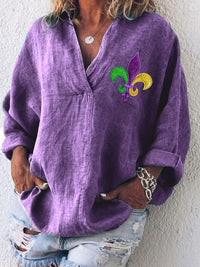 Womens American-style Digitally Printed Linen Shirt