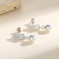 Geometric Pearl Diamond Affordable Luxury Style Niche Pearl Stud Earrings