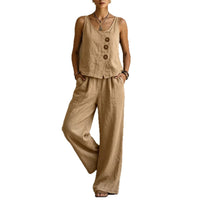 Women's Casual Sleeveless Tank Top And Pants Set