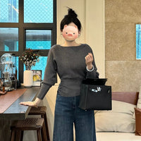 Gentle Little Fragrance Batwing Sleeve Black Knitwear