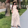 French-style Irregular Ruffle Strap Dress For Women