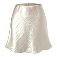 Womens Lace-trimmed Satin Skirt With A Textured Finish