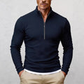 Men's Simple Retro Half-Zip Stand-Up Collar Knit Sweater