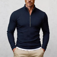 Men's Simple Retro Half-Zip Stand-Up Collar Knit Sweater
