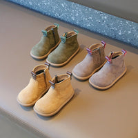 Children's Retro Solid Color British Style Cotton Boots