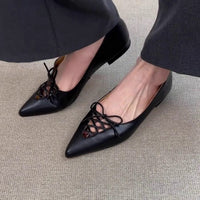 Womens Bow-Knot French Cutout Commuter Flat Shoes