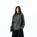 Loose Solid Color American Retro Twist Design Sweater For Women