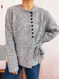 Elegant Commuter Single-breasted Strap Knitwear Slim Fit Sweater