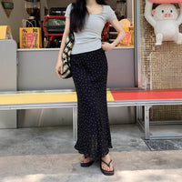 Polka Dot Chiffon Sheath High Waist Skirt Women's Fishtail Skirt