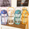 Double Drinking Straw Large Water Bottle Toilet Handle Carry Plastic Water Cup