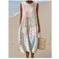 Fashionable Printed Womens Elastic Waist Dress