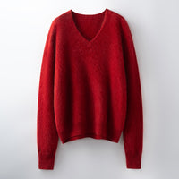 Versatile Loose-fitting Brushed Sweater In A Solid Color