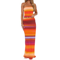 Sexy Form-fitting Two-piece Set Featuring A Floral Bustier Top And A Midriff-baring Bodycon Skirt