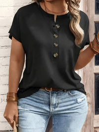 Spring Summer Womens Solid-Color Crewneck T-Shirt
