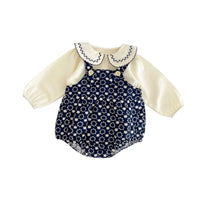 Long Sleeve Shirt Suspender Romper Jumpsuit