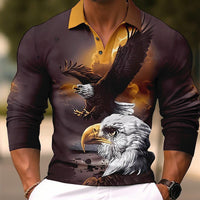 Autumn Fashion Polo Collar Button Animal Print Long Sleeve