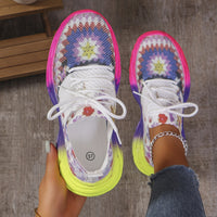 Fashion Printed Flat Sports Shoes Front Lace-up Plus Size