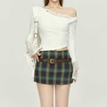 Retro Plaid High Waist Hip-wrapped Skirt