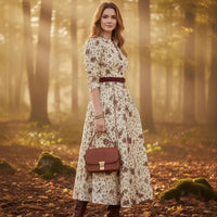 V-neck Spring Long-sleeve Womens Dress Fashionable