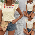 Square-neck Crochet Patchwork Womens Top