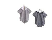 Preppy Classic Plaid Short Sleeves Trendy Navy