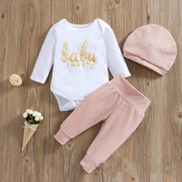 Children's Long Sleeve Letter Romper T-shirt Set