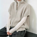 Knitted Cardigan Jacket With Short Sleeves And Ribbed Detailing Springsummer Style