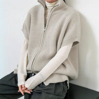 Knitted Cardigan Jacket With Short Sleeves And Ribbed Detailing Springsummer Style