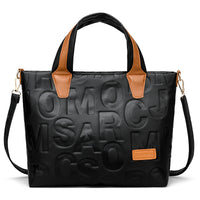 Trendy Tote Handbag Chic Letter Embossing Womens