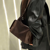 Vintage Boston Bag With Frosted Cowhide And Large Capacity Shoulder Bag