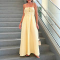 Womens Casual Resort Fit-and-Flare Backless Drawstring Slip Dress