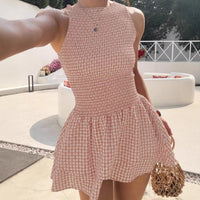 Women's Plaid Irregular Skirt Mid-waist