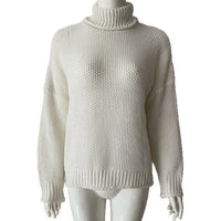 Women's High-neck Long-sleeve Rolled-edge Knit Sweater