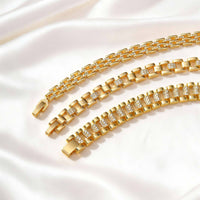 Copper Material Light Luxury Zircon-inlaid Watch Strap Bracelet Gold Color