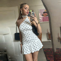 American-style Streetwear Sexy Polka-dot Print Waist-cinching Dress