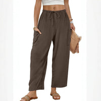 Women's Linen Pants With Belt And Pockets
