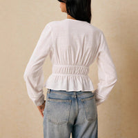 Women's Long-sleeved Bohemian Style Deep V-neck Ruffle Blouse