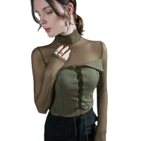 Women's Design Mesh Patchwork Top Bottoming Shirt