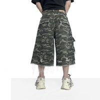 Camouflage Casual Shorts Workwear Wide Leg Burrs Set Trendy Shorts