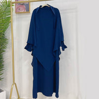 Dubai Turkey Solid Color Dress With Headscarf