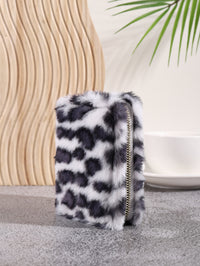 Plush Coin Purse Fashionable Niche Design Simple And Fluffy With Leopard-Print Card Holder