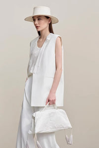 Commuter-style Handmade Three-Dimensional Cala Lily Padded Shoulder Waistcoat