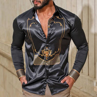 New Men's Lapel Casual Youth Printed Top