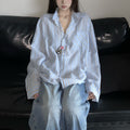 Retro Lazy Style Refreshing Stripes Shirt Coat Women