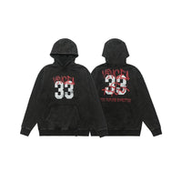 New Retro Digital Printing Washed Old Hooded Fleece Lined Sweater Men