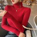 Womens Thick Solid-Colored Slim-Fit Warm Turtleneck Base Sweater
