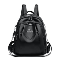 Geometric Patchwork Genuine Leather Exquisite Student Kangaroo Backpack