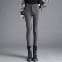 Womens High-waisted Fleece-lined Extra-thick Denim Jeans