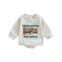 Boys And Girls Simple Printed Round Neck Long Sleeve Triangle Romper